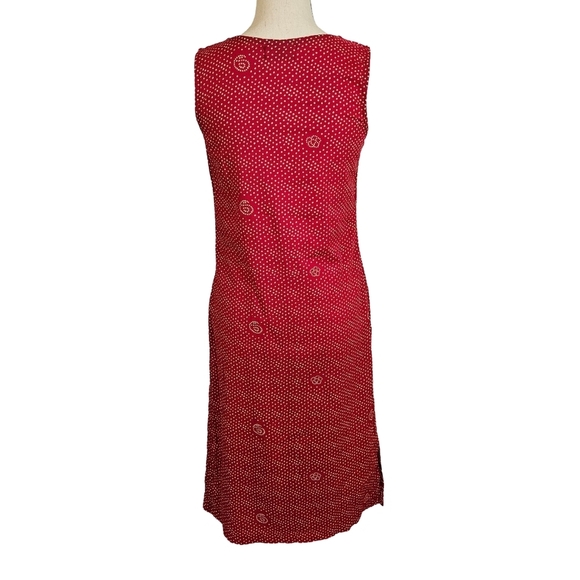 Fabindia Cotton Pleated Front Sleevless Dress, Red, Medium - Picture 5 of 13